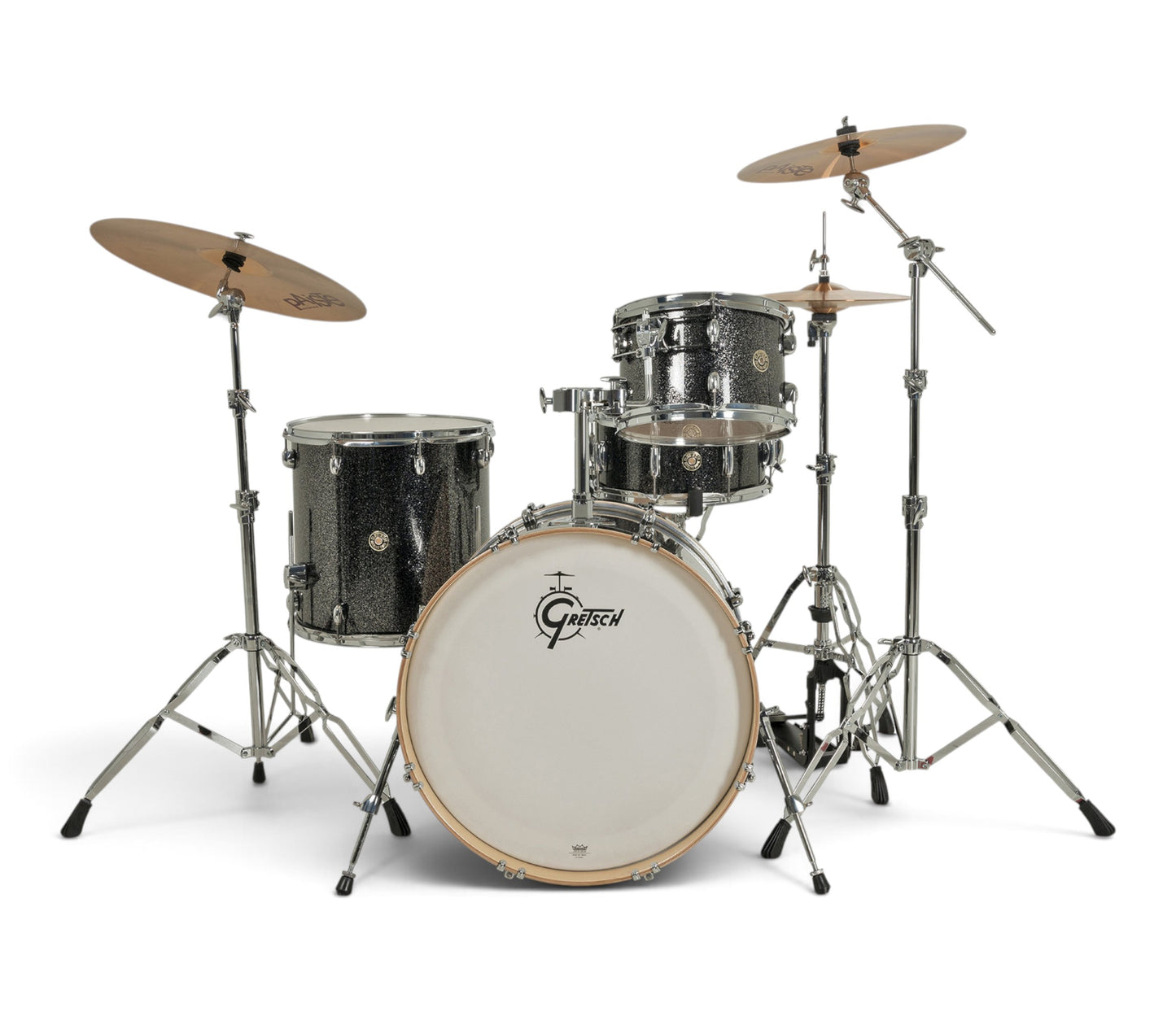 Gretsch Catalina Maple 22" 4-piece drum kit in Black Stardust – bass drum-mounted single tom holder
