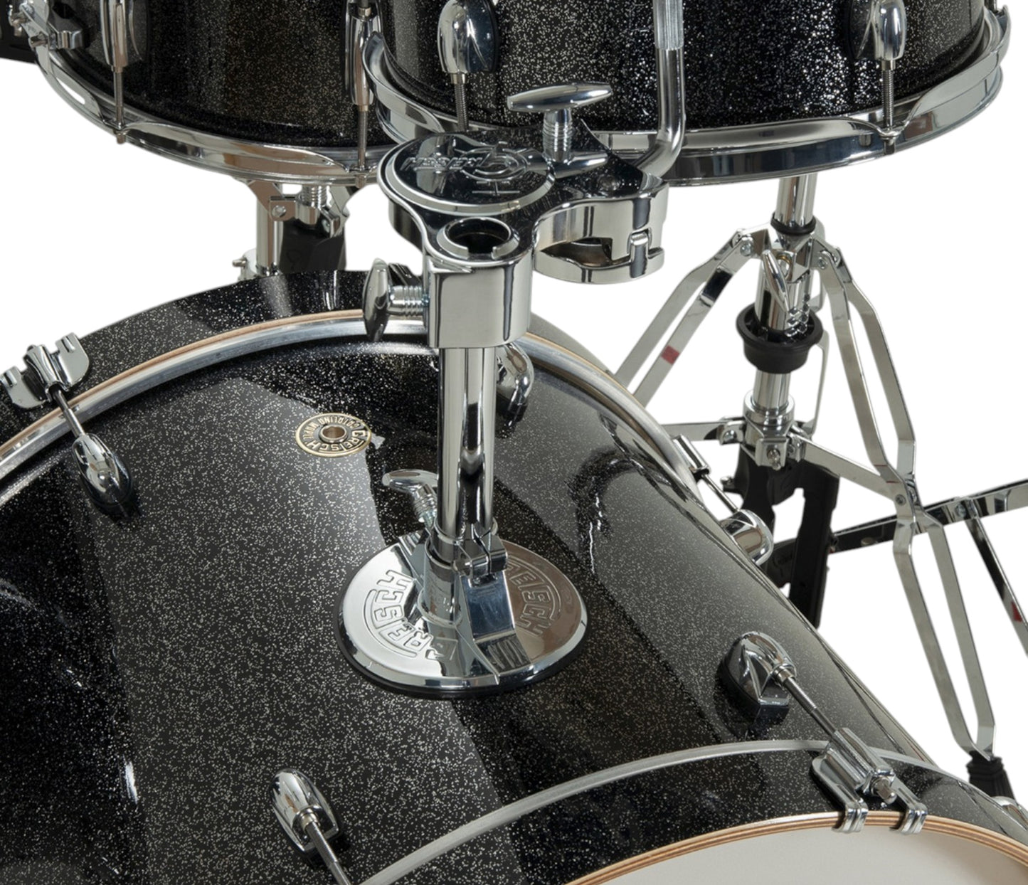 Gretsch Catalina Maple 22" 4-piece drum kit in Black Stardust – drummer's-side view