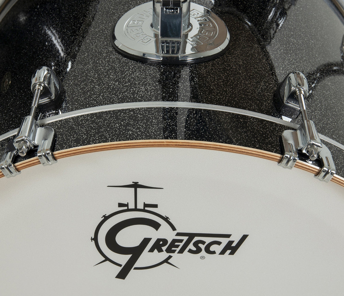 Gretsch Catalina Maple 22" 4-piece drum kit in Black Stardust – straight-on front view
