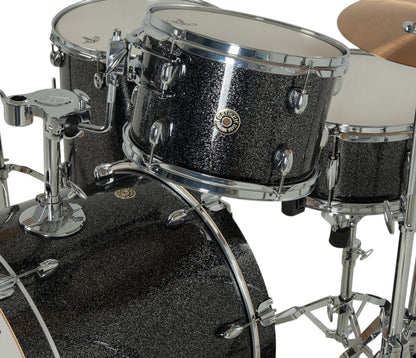 Gretsch Catalina Maple 22" 4-piece drum kit in Black Stardust – rack tom and snare drum close-up