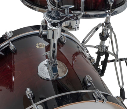 Gretsch Catalina Maple 22" 4-piece drum kit in Deep Cherry Burst – matching bass drum hoop and claw detail