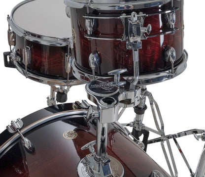 Gretsch Catalina Maple 22" 4-piece drum kit in Deep Cherry Burst – overhead drumhead and shell detail