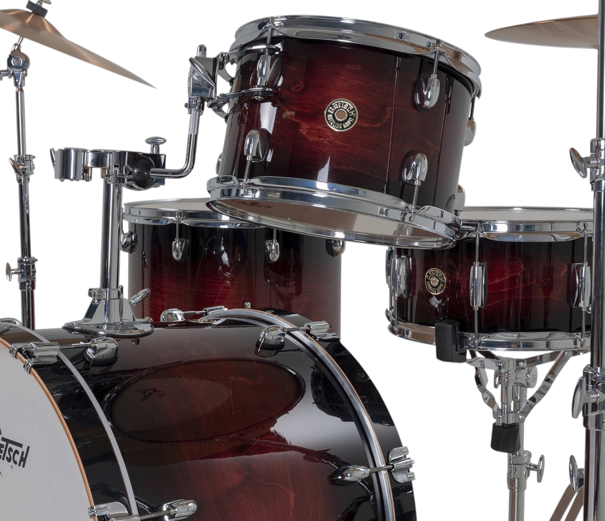 Gretsch Catalina Maple 22" 4-piece drum kit in Deep Cherry Burst – left three-quarter view