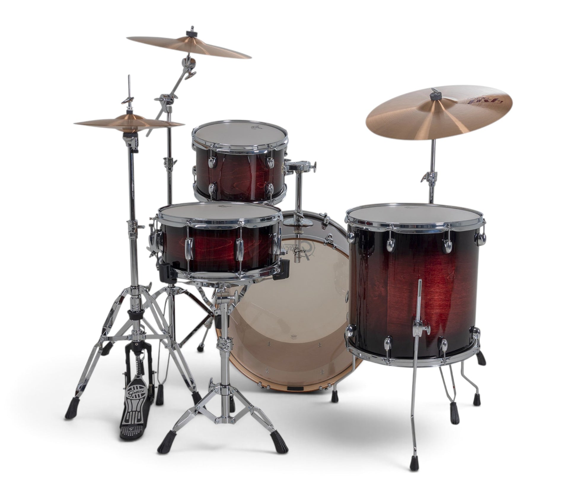 Gretsch Catalina Maple 22" 4-piece drum kit in Deep Cherry Burst – right three-quarter view
