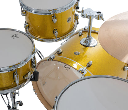 Gretsch Catalina Maple 22" 4-piece drum kit in Lemon Sparkle – matching bass drum hoop and claw detail