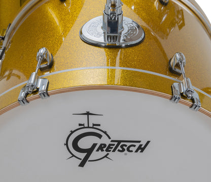 Gretsch Catalina Maple 22" 4-piece drum kit in Lemon Sparkle – drummer's-side view