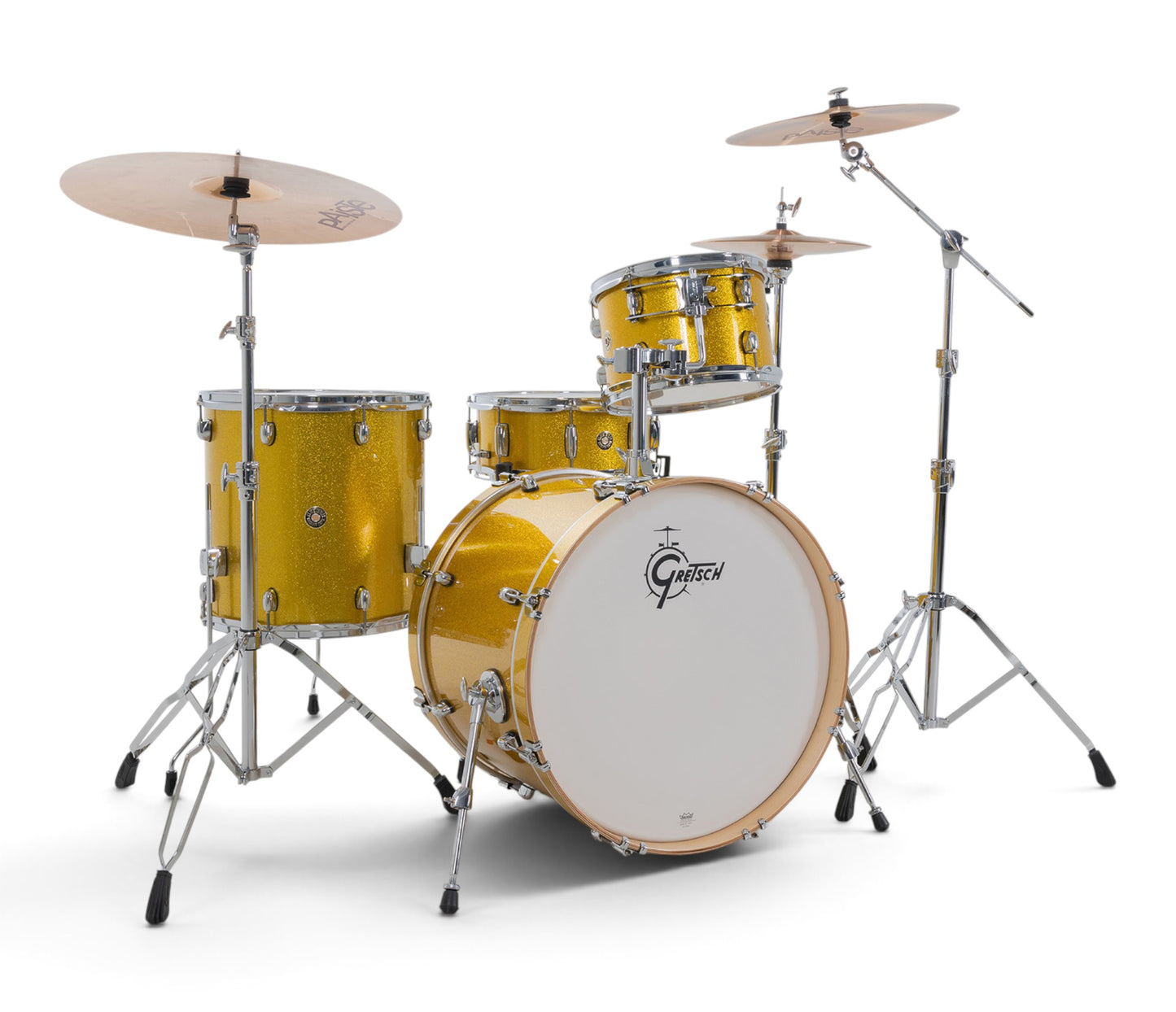 Gretsch Catalina Maple 22" 4-piece drum kit in Lemon Sparkle – straight-on front view