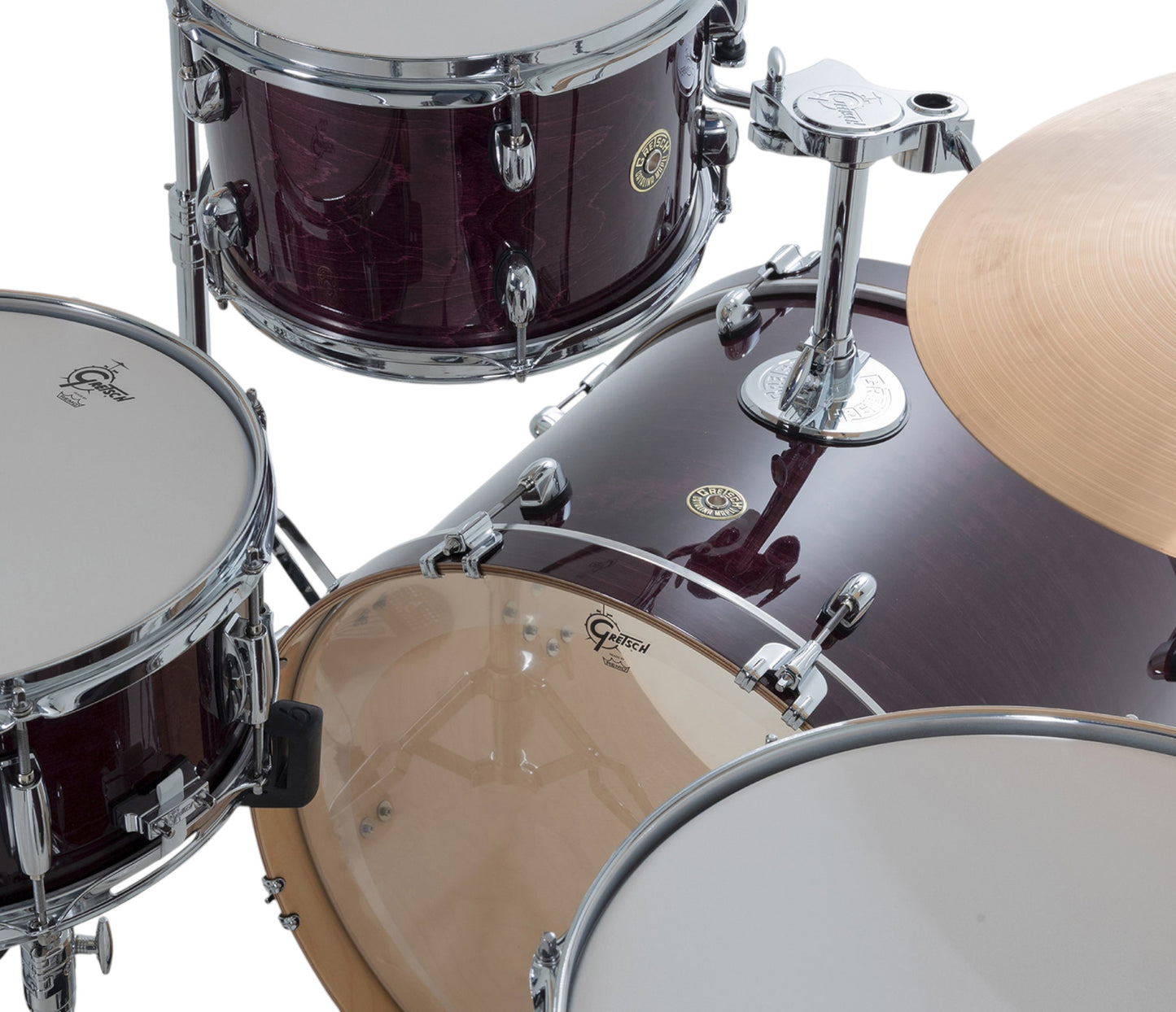 Gretsch Catalina Maple 22" 4-piece drum kit in Purple Gloss – overhead drumhead and shell detail
