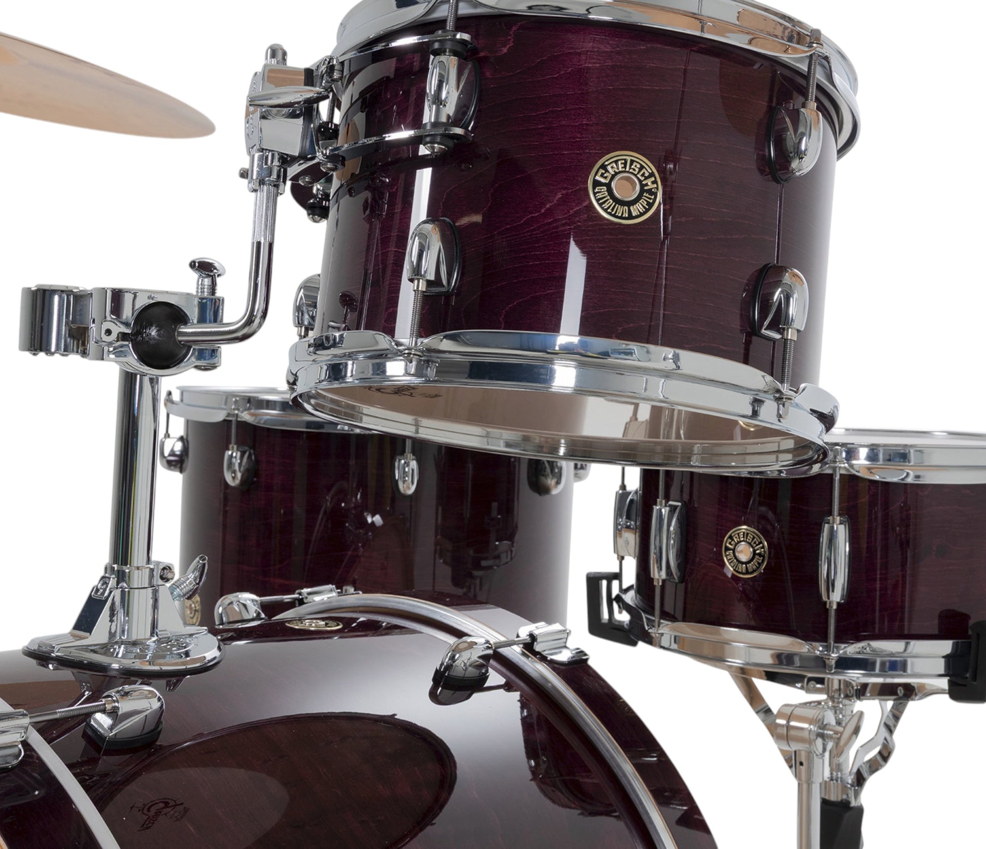 Gretsch Catalina Maple 22" 4-piece drum kit in Purple Gloss – left three-quarter view