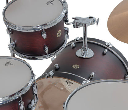Gretsch Catalina Maple 22" 4-piece drum kit in Satin Deep Cherry Burst – bass drum-mounted single tom holder