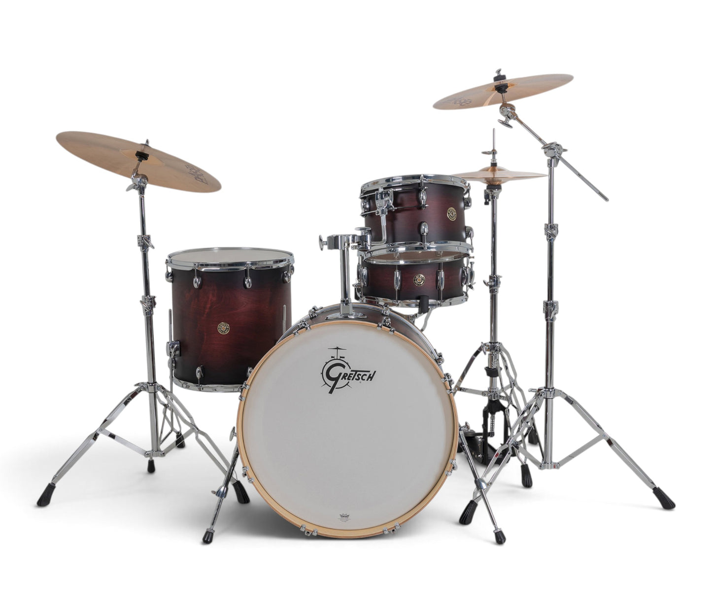 Gretsch Catalina Maple 22" 4-piece drum kit in Satin Deep Cherry Burst – straight-on front view