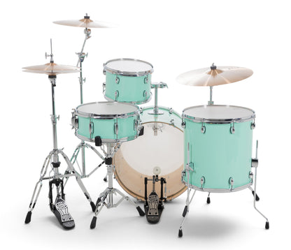 Gretsch Catalina Maple 22" 4-piece drum kit in Seafoam Green – rack tom and GTS mount close-up