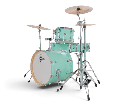 Gretsch Catalina Maple 22" 4-piece drum kit in Seafoam Green – matching bass drum hoop and claw detail