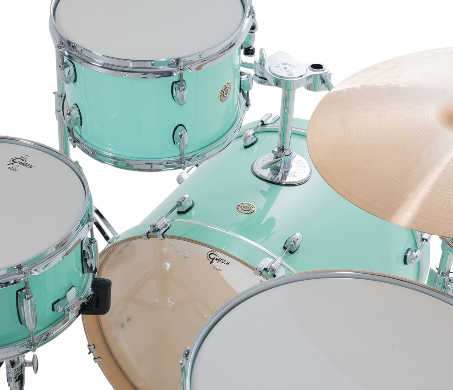 Gretsch Catalina Maple 22" 4-piece drum kit in Seafoam Green – drummer's-side view