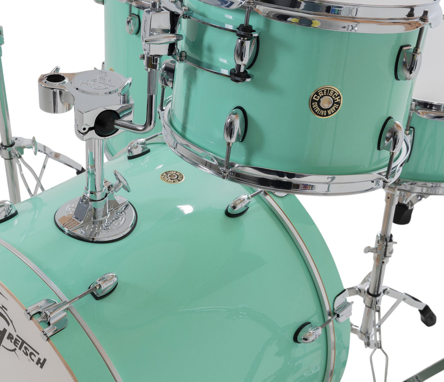 Gretsch Catalina Maple 22" 4-piece drum kit in Seafoam Green – left three-quarter view