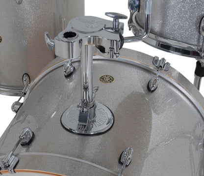 Gretsch Catalina Maple 22" 4-piece drum kit in Silver Sparkle – rack tom and GTS mount close-up