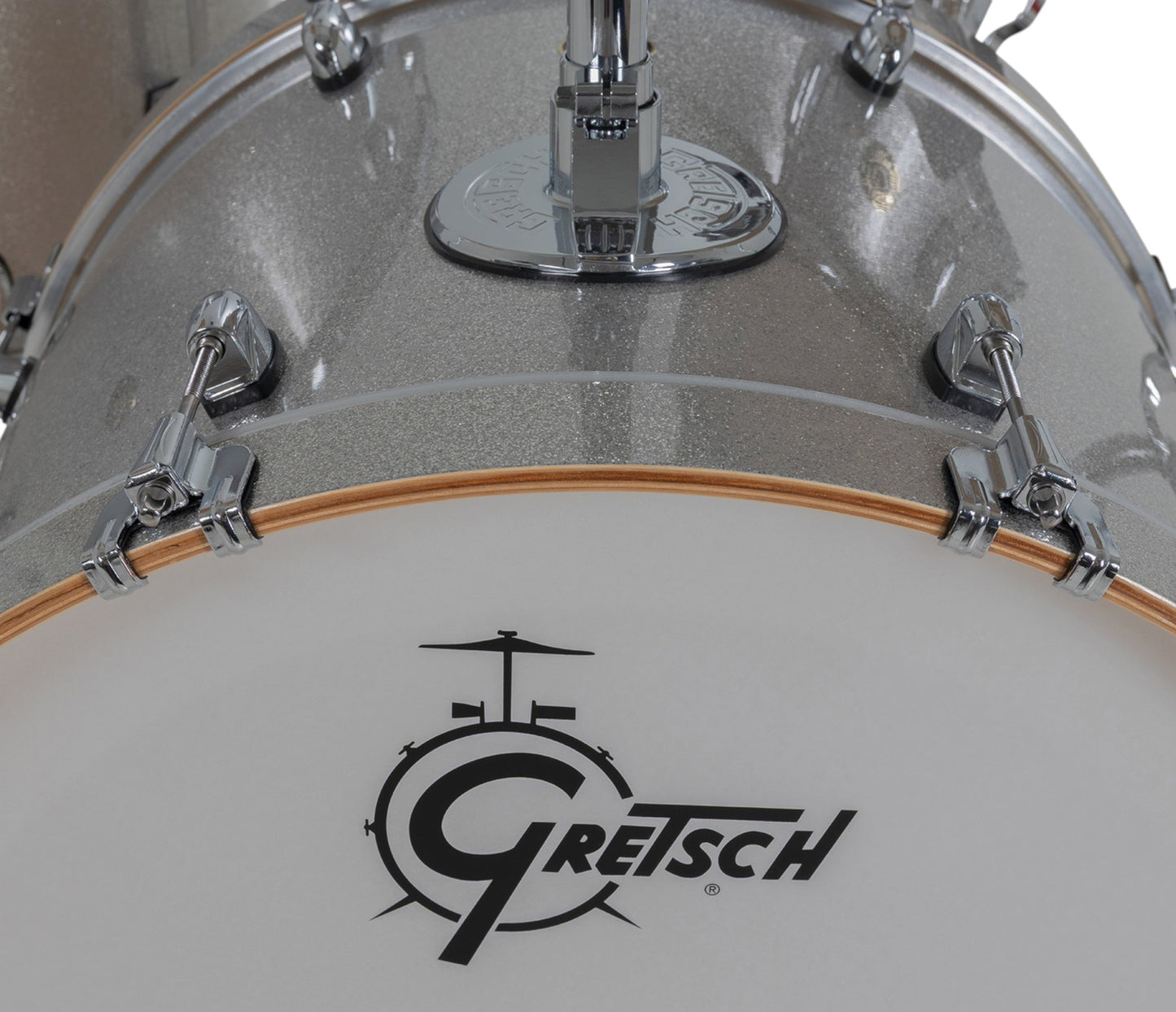 Gretsch Catalina Maple 22" 4-piece drum kit in Silver Sparkle – bass drum-mounted single tom holder