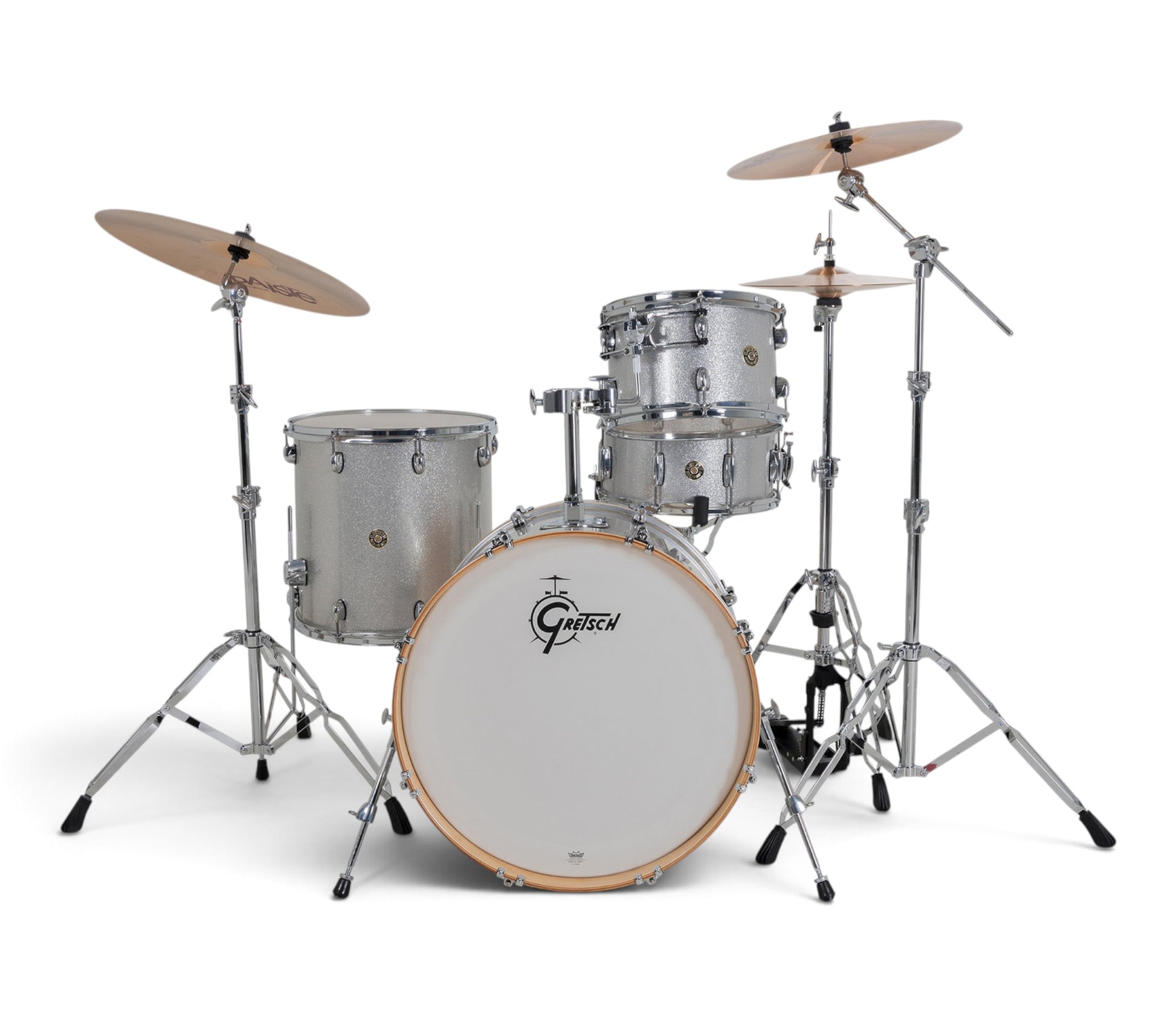 Gretsch Catalina Maple 22" 4-piece drum kit in Silver Sparkle – straight-on front view