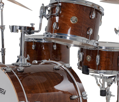 Gretsch Catalina Maple 22" 4-piece drum kit in Walnut Glaze – overhead drumhead and shell detail