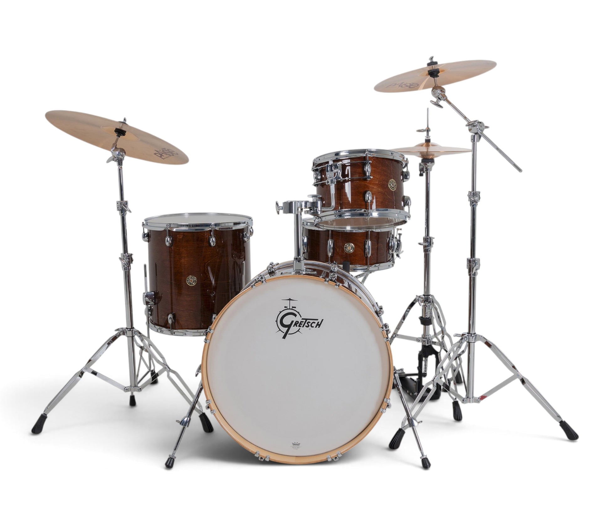 Gretsch Catalina Maple 22" 4-piece drum kit in Walnut Glaze – drummer's-side view