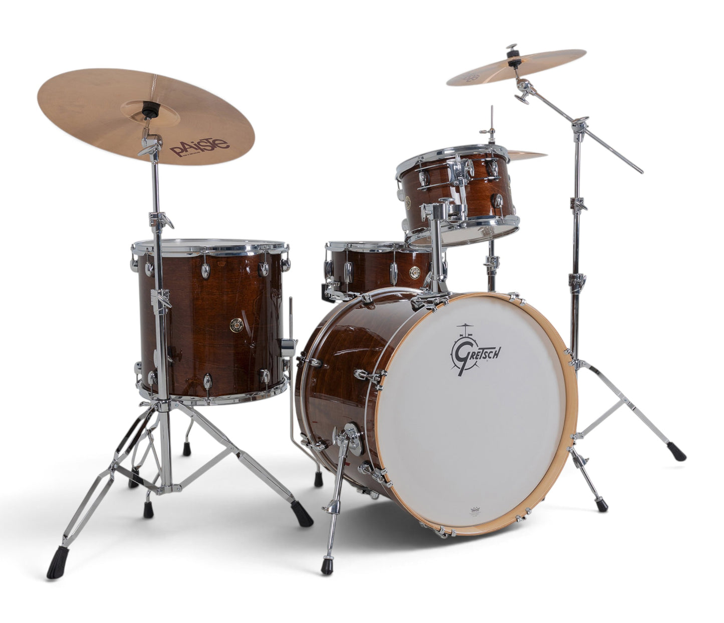 Gretsch Catalina Maple 22" 4-piece drum kit in Walnut Glaze – left three-quarter view