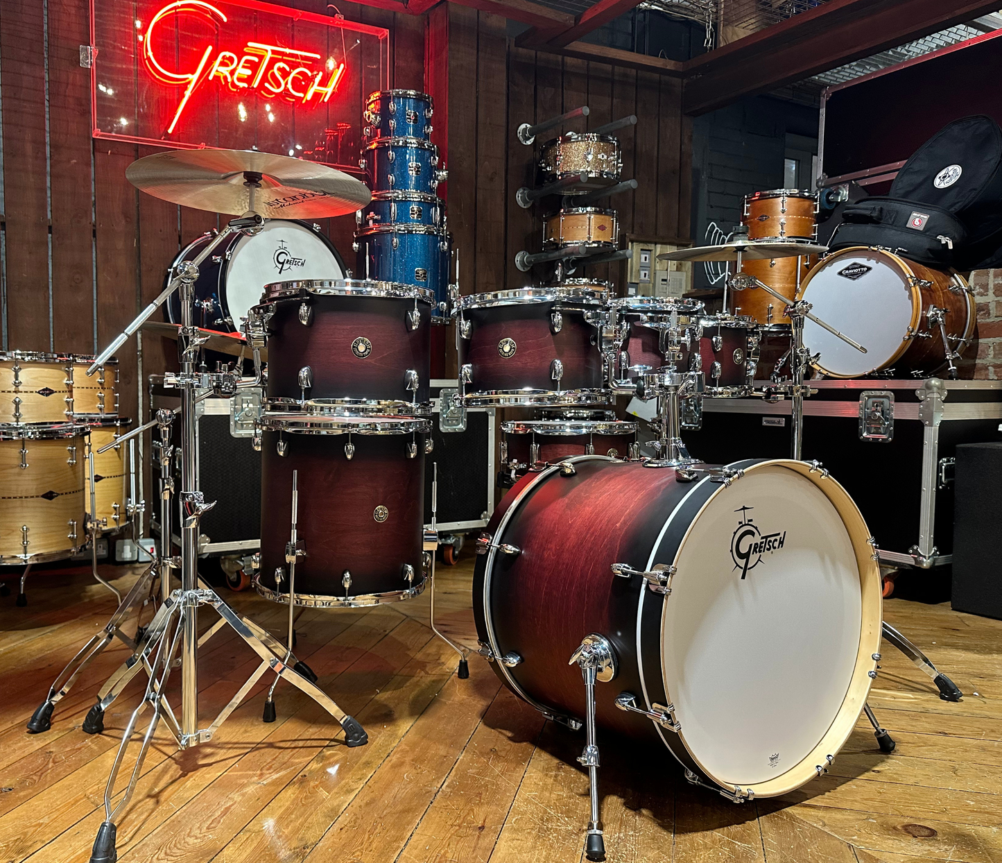 Gretsch Catalina Maple 22" 7-Piece Shell Pack In Satin Deep Cherry Burst