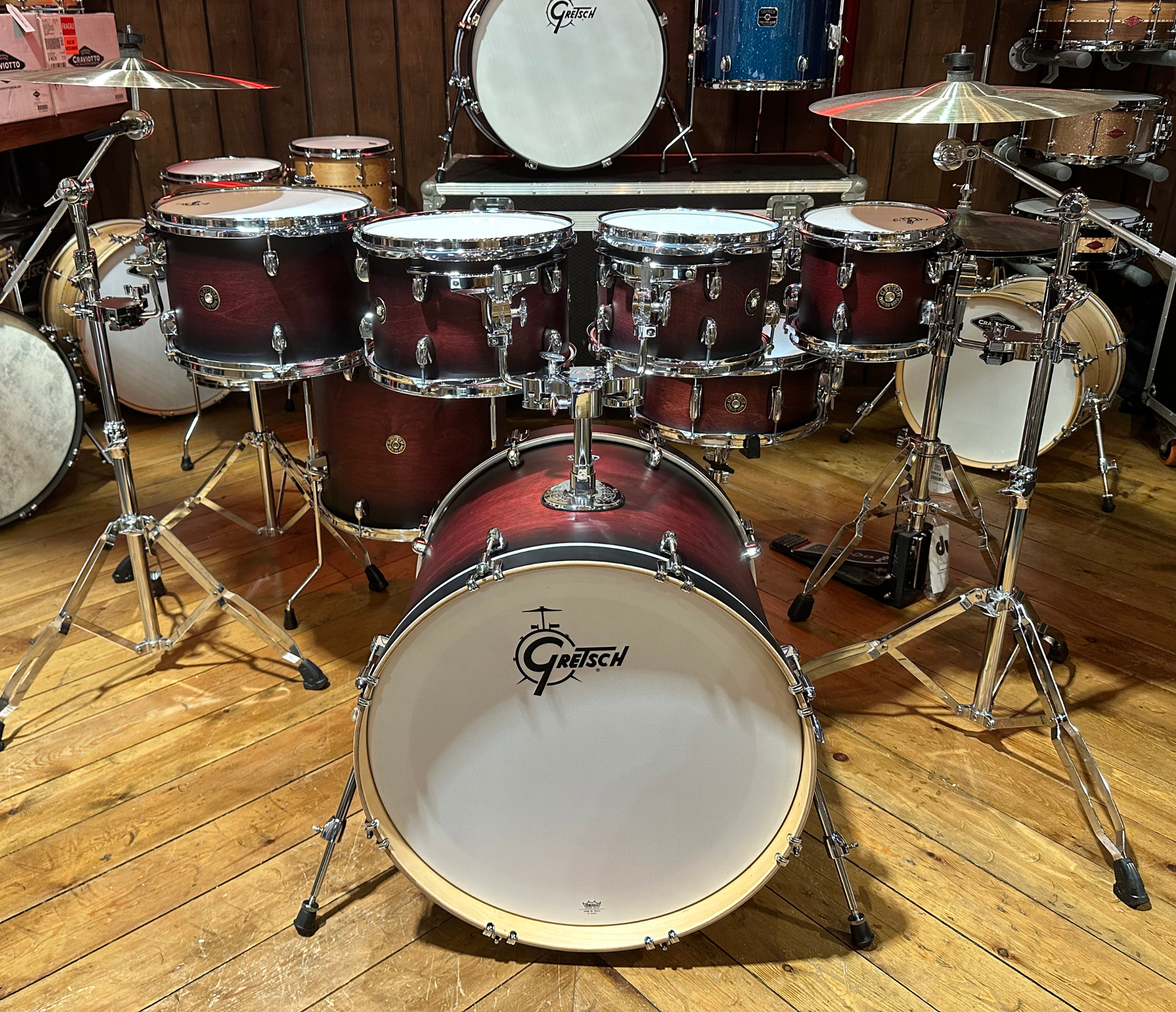 Gretsch Catalina Maple 22" 7-Piece Shell Pack In Satin Deep Cherry Burst
