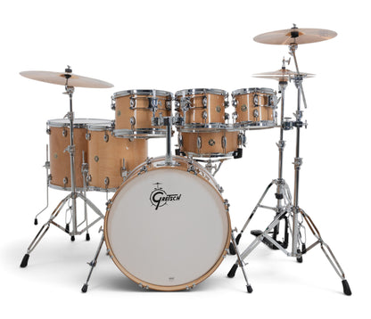 Gretsch Catalina Maple 22" 7-piece drum kit in Antique Maple – straight-on front view