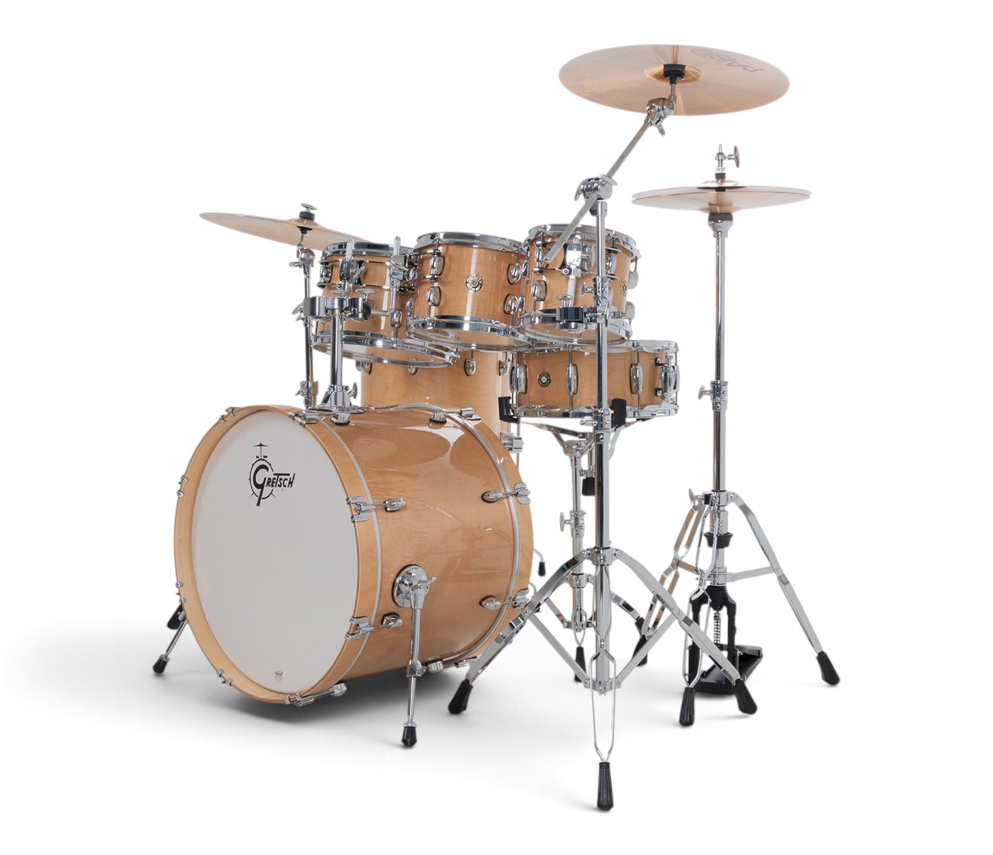 Gretsch Catalina Maple 22" 7-piece drum kit in Antique Maple – right three-quarter view