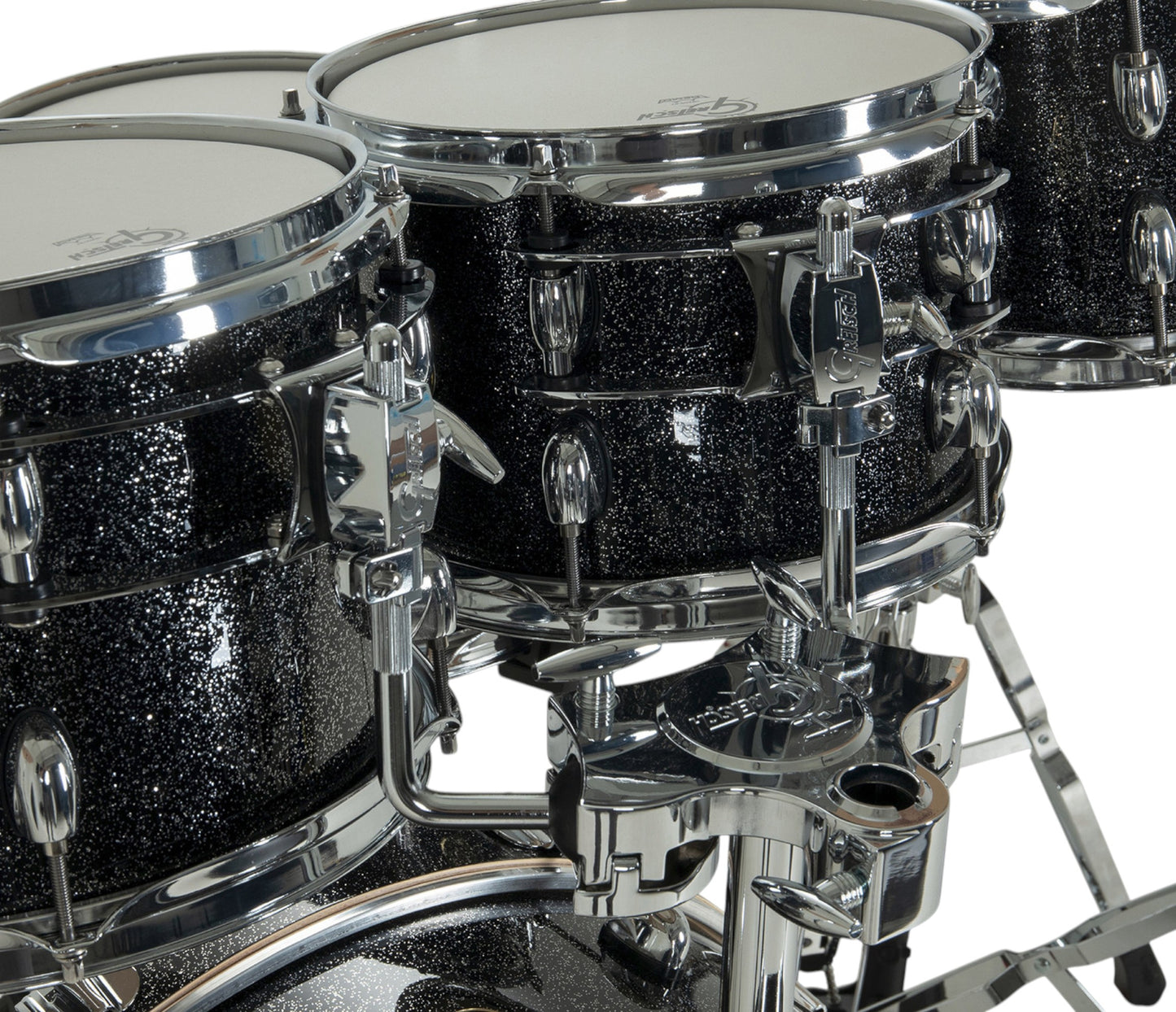 Gretsch Catalina Maple 22" 7-piece drum kit in Black Stardust – straight-on front view