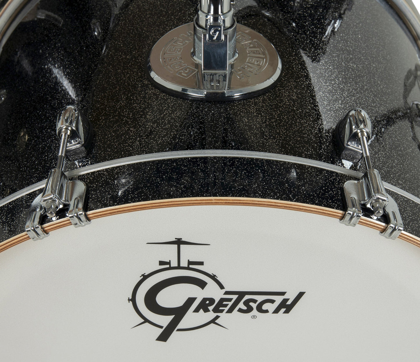 Gretsch Catalina Maple 22" 7-piece drum kit in Black Stardust – left three-quarter view