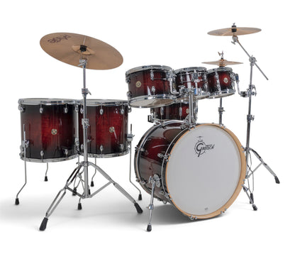 Gretsch Catalina Maple 22" 7-piece drum kit in Deep Cherry Burst – left three-quarter view