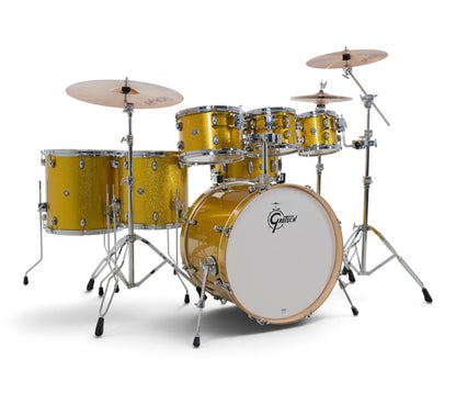 Gretsch Catalina Maple 22" 7-piece drum kit in Lemon Sparkle – straight-on front view