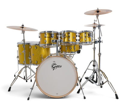 Gretsch Catalina Maple 22" 7-piece drum kit in Lemon Sparkle – left three-quarter view
