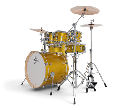 Gretsch Catalina Maple 22" 7-piece drum kit in Lemon Sparkle – drummer's-side view