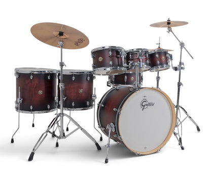 Gretsch Catalina Maple 22" 7-piece drum kit in Satin Deep Cherry Burst – left three-quarter view