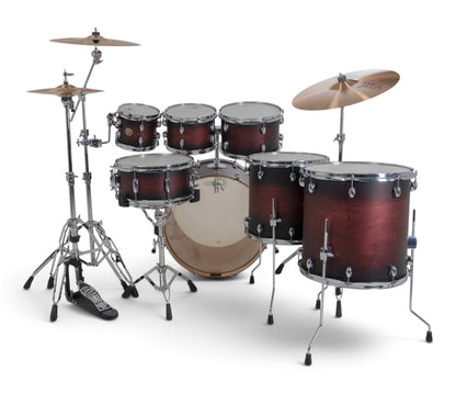 Gretsch Catalina Maple 22" 7-piece drum kit in Satin Deep Cherry Burst – right three-quarter view
