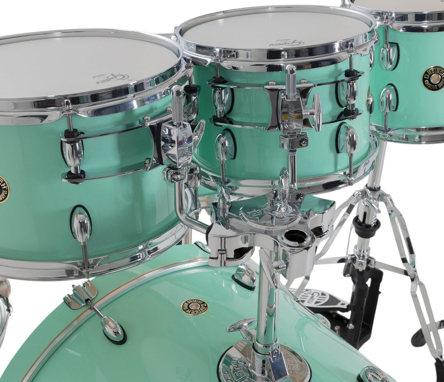 Gretsch Catalina Maple 22" 7-piece drum kit in Seafoam Green – rack tom and GTS mount close-up