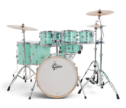 Gretsch Catalina Maple 22" 7-piece drum kit in Seafoam Green – left three-quarter view