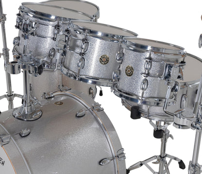 Gretsch Catalina Maple 22" 7-piece drum kit in Silver Sparkle – overhead drumhead and shell layout