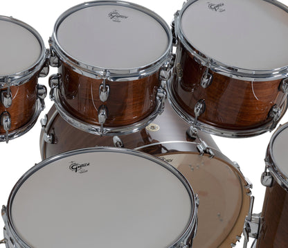 Gretsch Catalina Maple 22" 7-piece drum kit in Walnut Glaze – rack tom and floor tom shell close-up