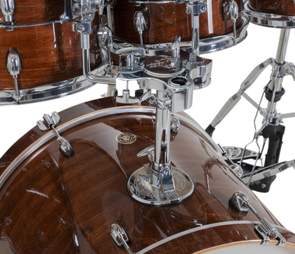 Gretsch Catalina Maple 22" 7-piece drum kit in Walnut Glaze – rack tom and GTS mount close-up