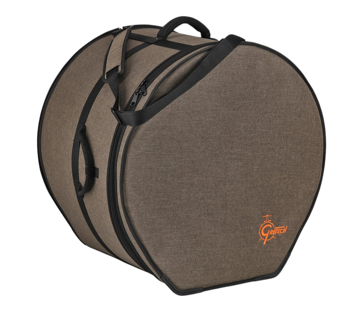 Gretsch Pro Tour Gig Bag for Bass Drum 20x16" – angled exterior view with carry handles and shoulder strap