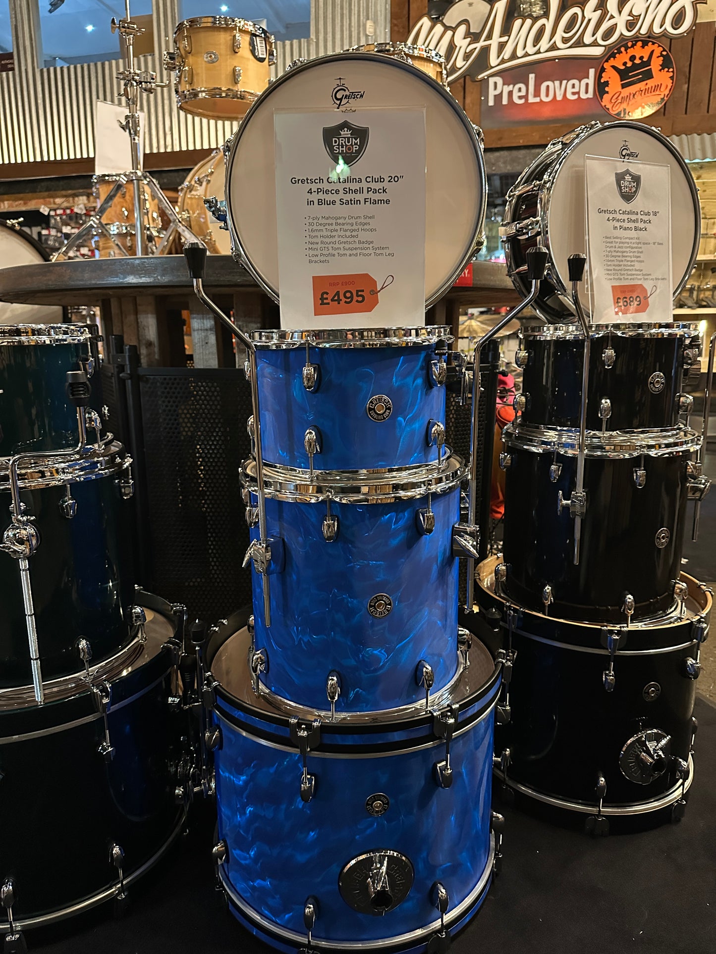 Gretsch Catalina Club 20" 4-Piece Shell Pack in Blue Satin Flame