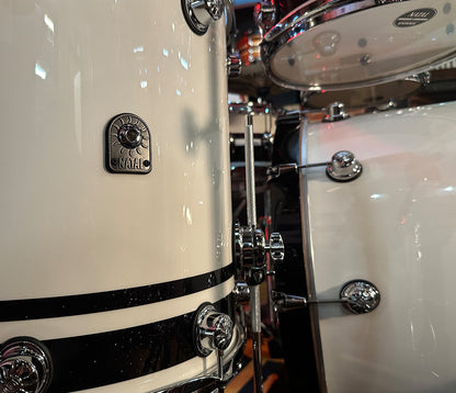 Natal Cafe Racer 4-Piece US Fusion 22" Shell Pack in Piano White & Black Sparkle Double Split Lacquer