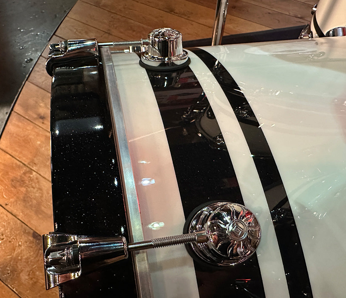Natal Cafe Racer 4-Piece US Fusion 22" Shell Pack in Piano White & Black Sparkle Double Split Lacquer