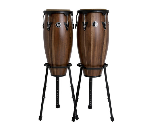 LP Aspire Wood Conga Set 10" & 11" in Walnut with Basket Stands