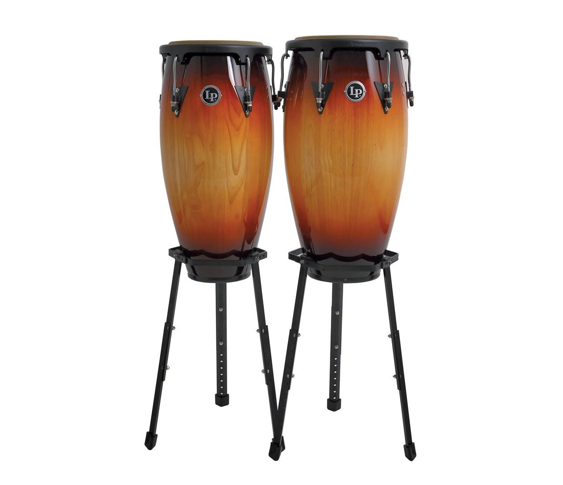 LP Aspire Wood Conga Set 10" & 11" in Vintage Sunburst with Basket Stands