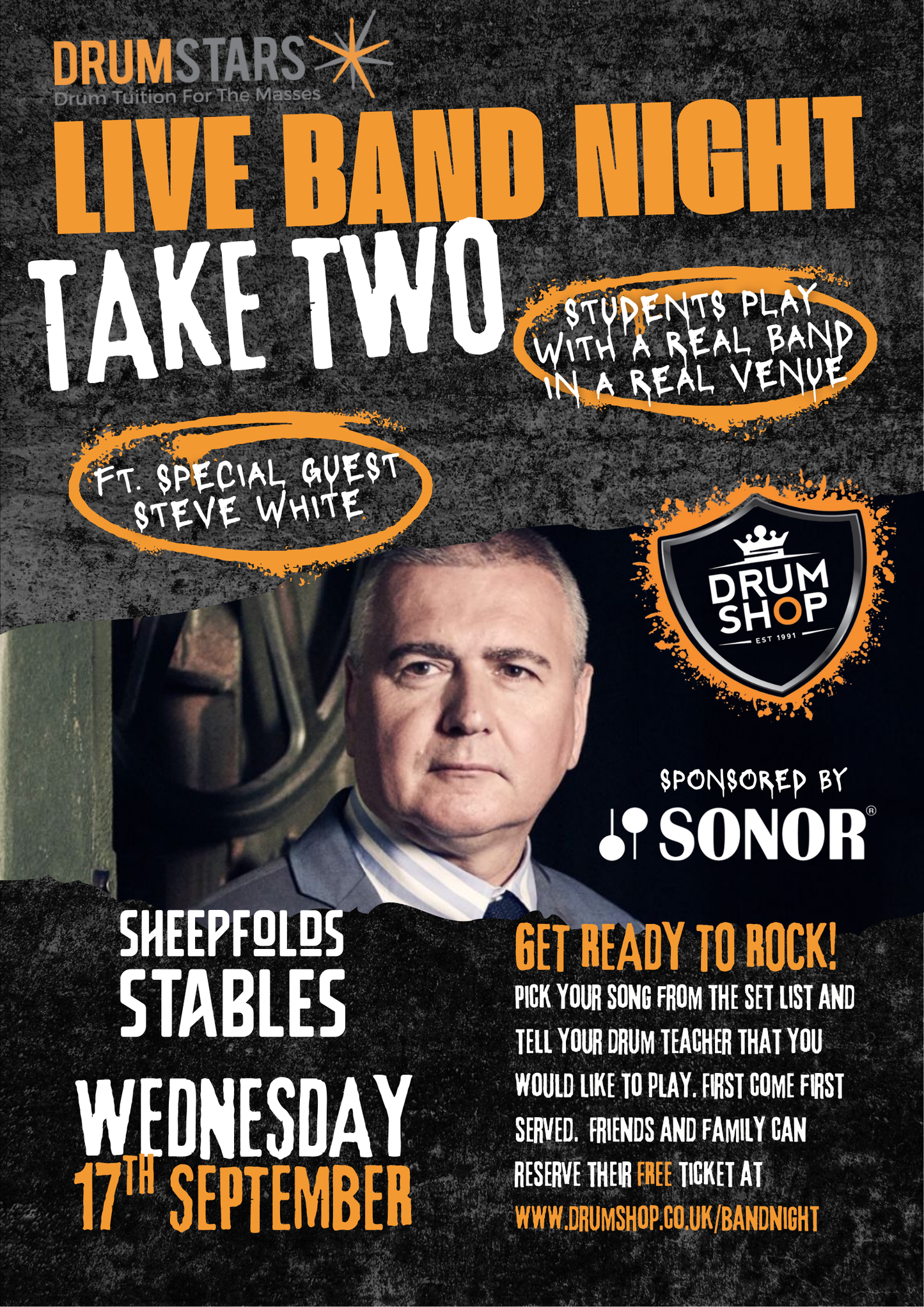 DRUMSTARS LIVE BAND NIGHT TAKE TWO FRIENDS & FAMILY TICKET - 17th September