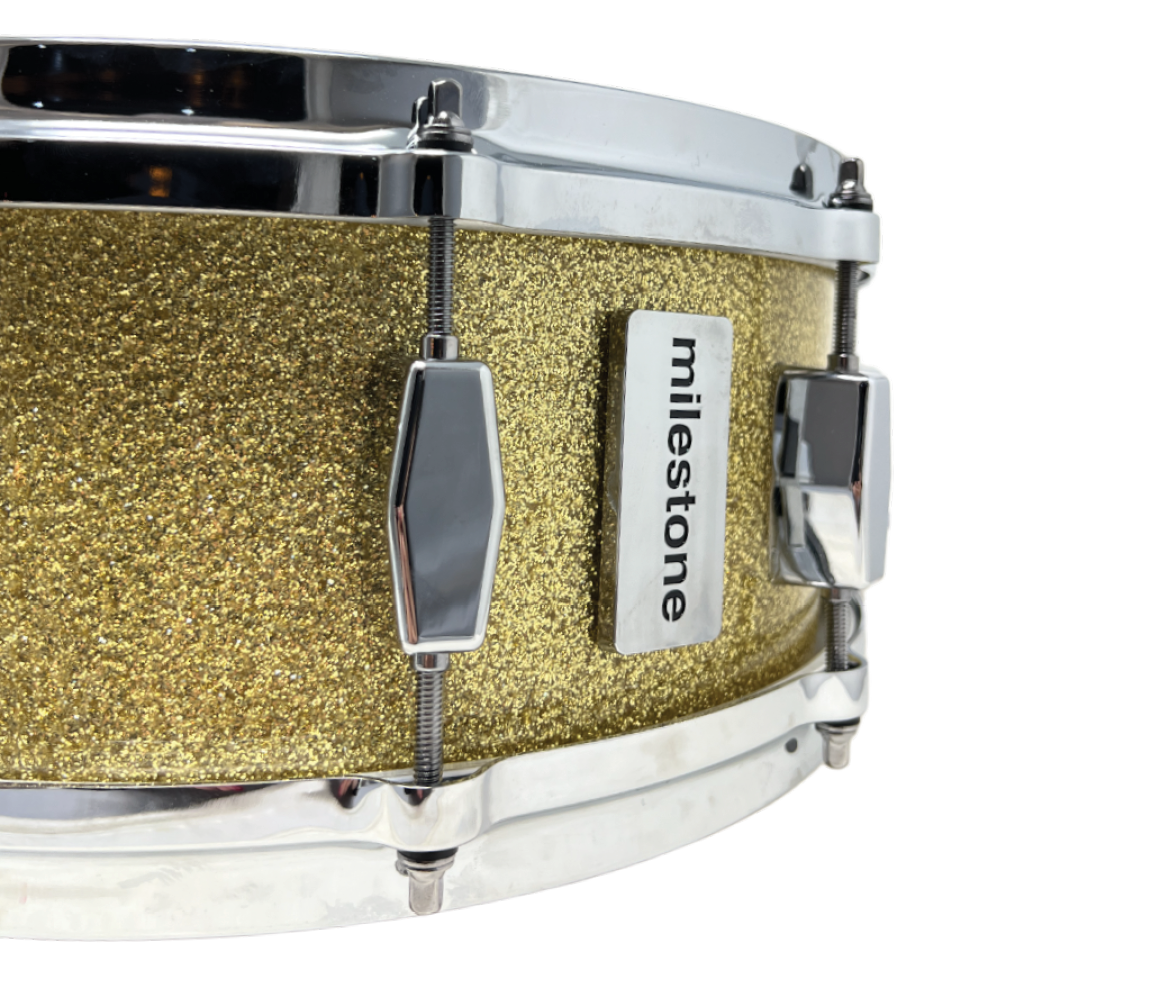 Milestone Founder's Model 14" x 5.5" Snare Drum in Gold Sparkle Drum Shop
